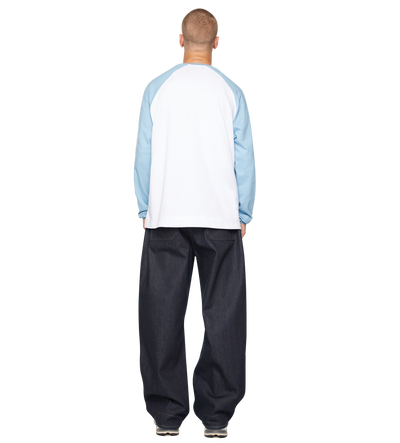 Reconstructed Raglan Longsleeve Blue/ White