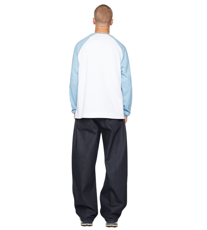 Reconstructed Raglan Longsleeve Blue/ White