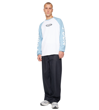 Reconstructed Raglan Longsleeve Blue/ White