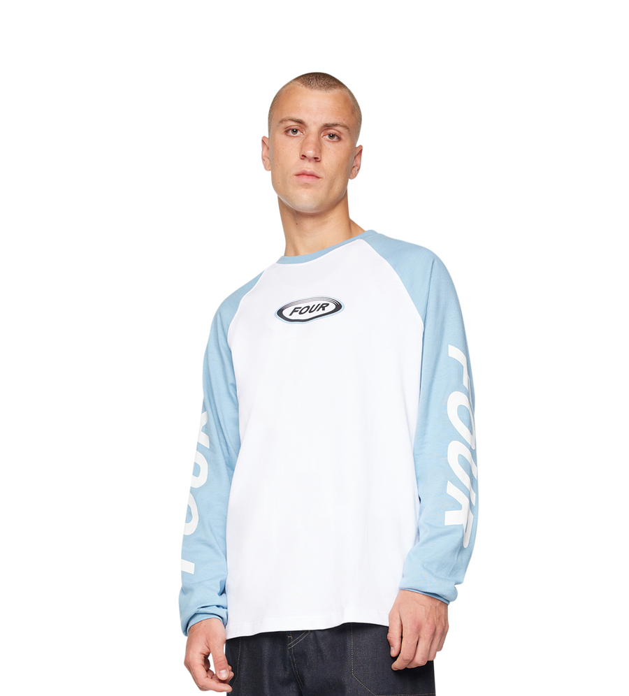 Reconstructed Raglan Longsleeve Blue/ White