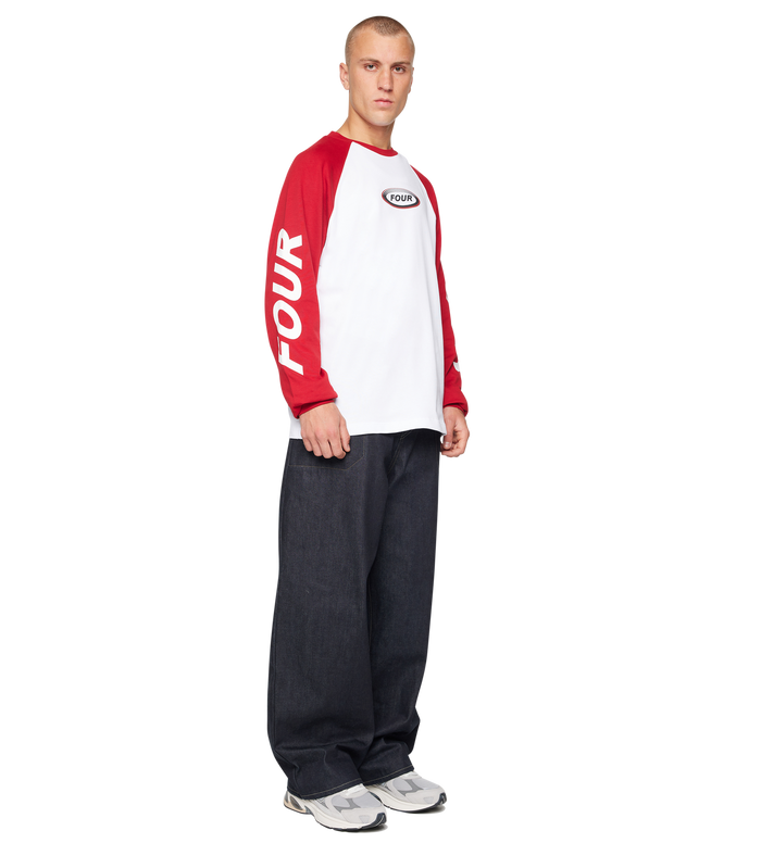 Reconstructed Raglan Longsleeve Red / White