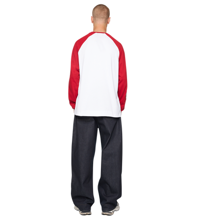 Reconstructed Raglan Longsleeve Red / White