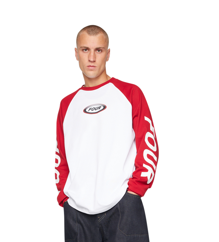 Reconstructed Raglan Longsleeve Red / White