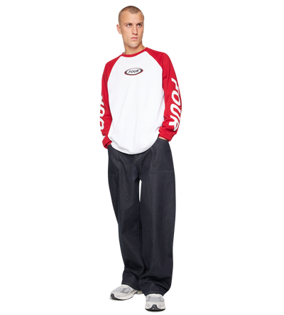 Reconstructed Raglan Longsleeve Red / White