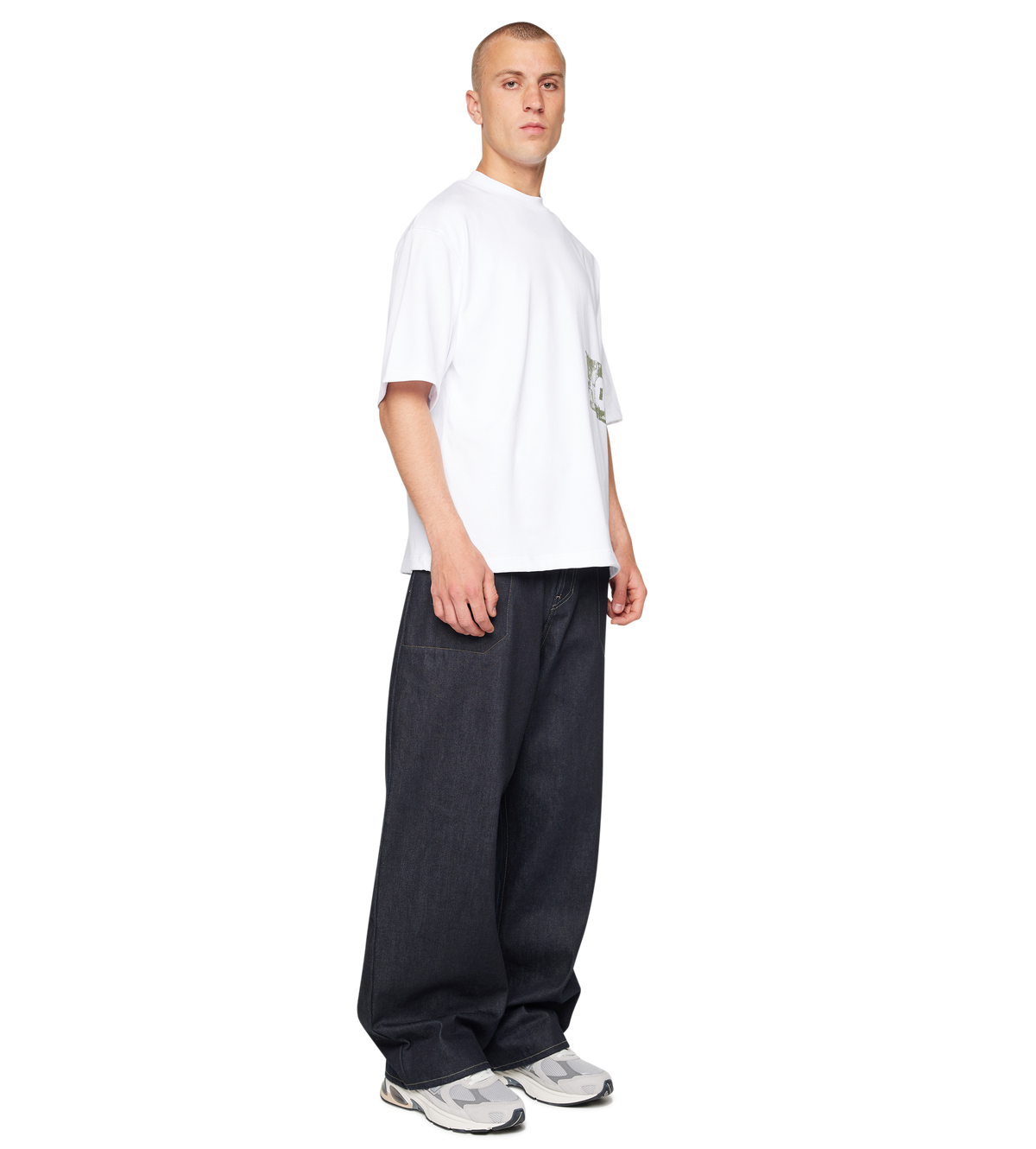 Painted Logo Boxy T-shirt White/ Olive