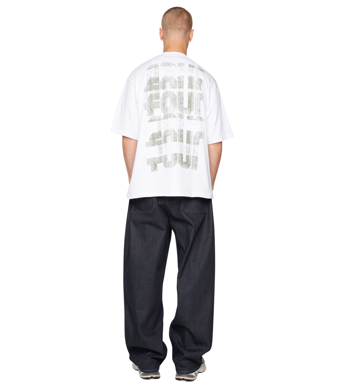 Painted Logo Boxy T-shirt White/ Olive