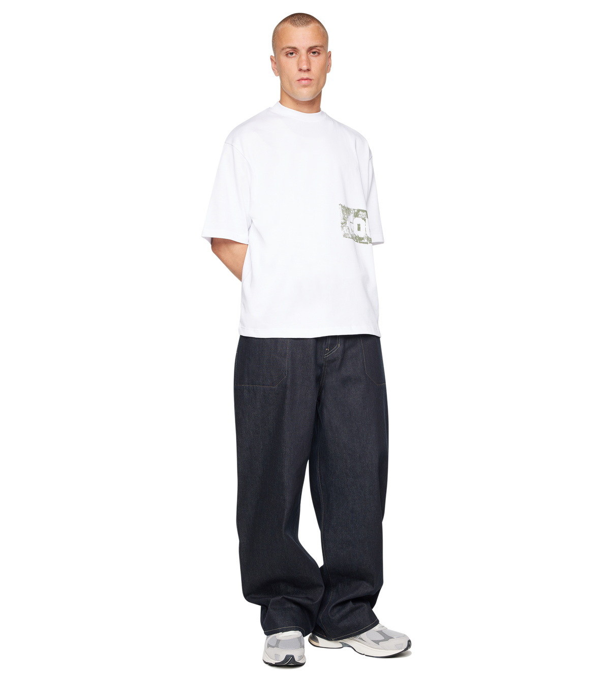 Painted Logo Boxy T-shirt White/ Olive