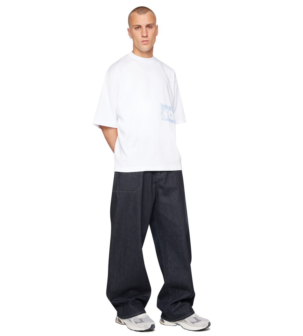 Painted Logo Boxy T-shirt White/ Soft Blue