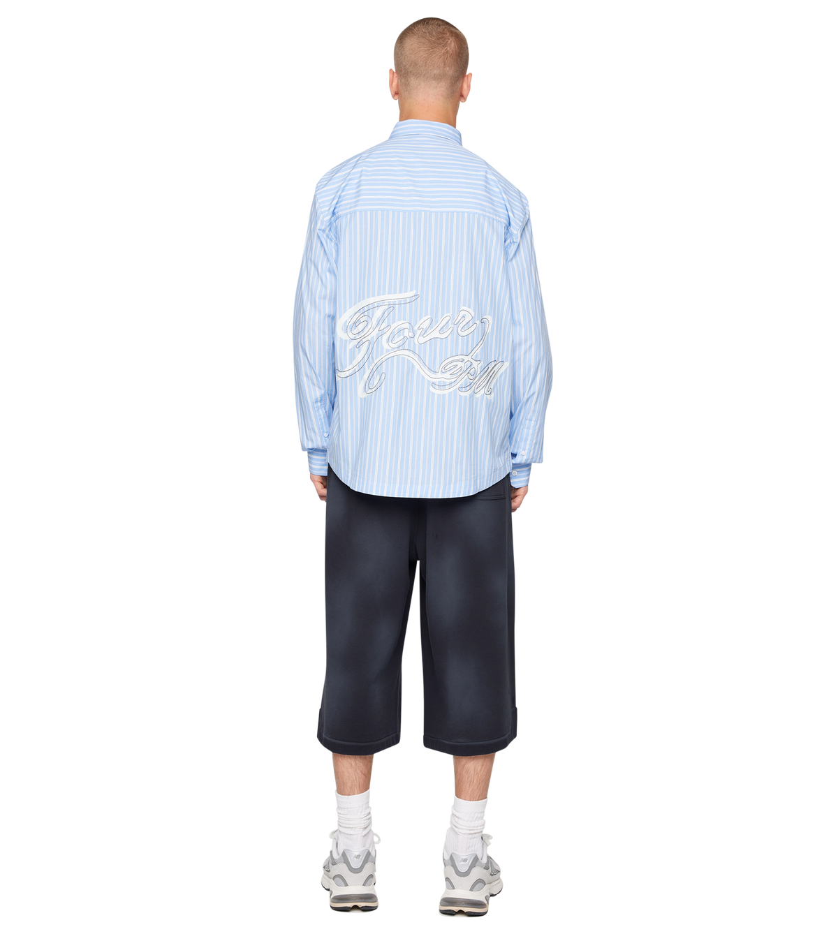 After 4PM Script Woven Shirt Striped Blue
