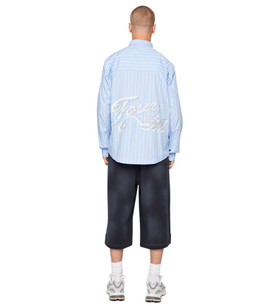 After 4PM Script Woven Shirt Striped Blue