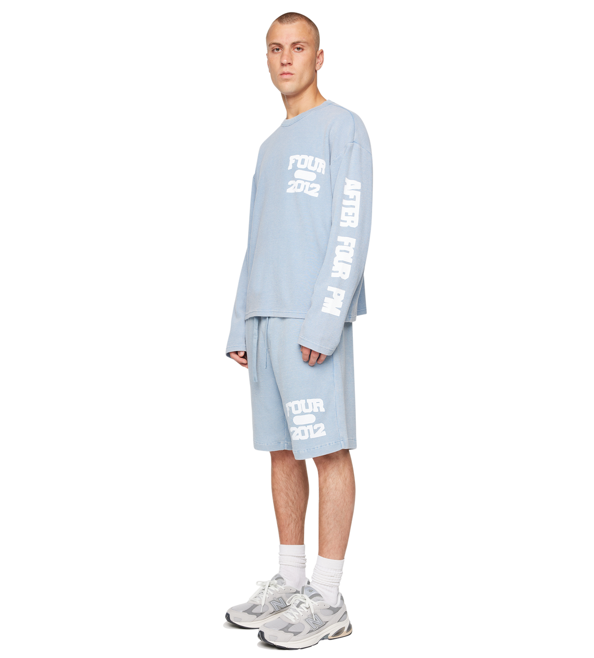 After 4PM Waffle Longsleeve Washed Light Blue