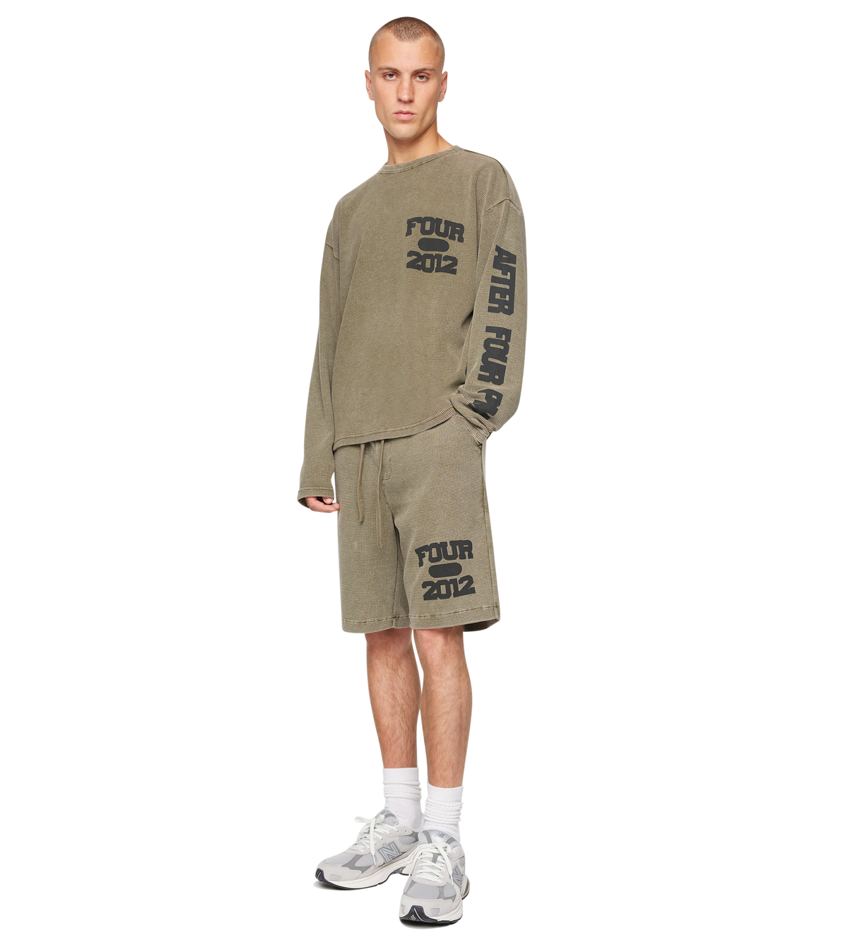 After 4PM Waffle Longsleeve Washed Olive