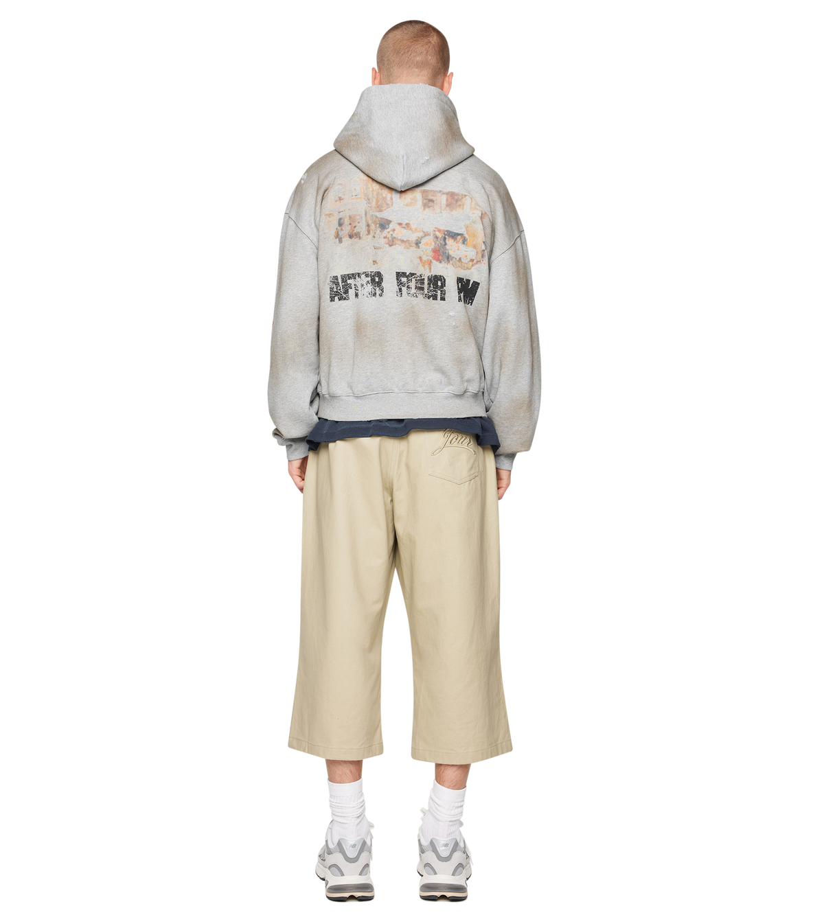 After 4PM Washed Boxy Zip Up Hoodie Grijs Melange