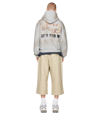 After 4PM Washed Boxy Zip Up Hoodie Grijs Melange