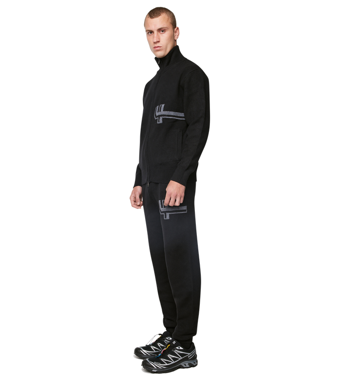Knitted Zip Up Black/ Dark Grey