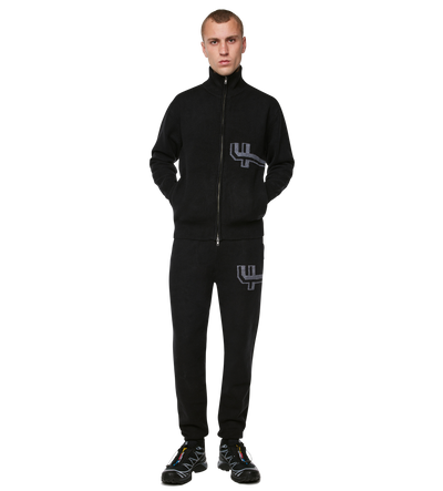 Knitted Zip Up Black/ Dark Grey