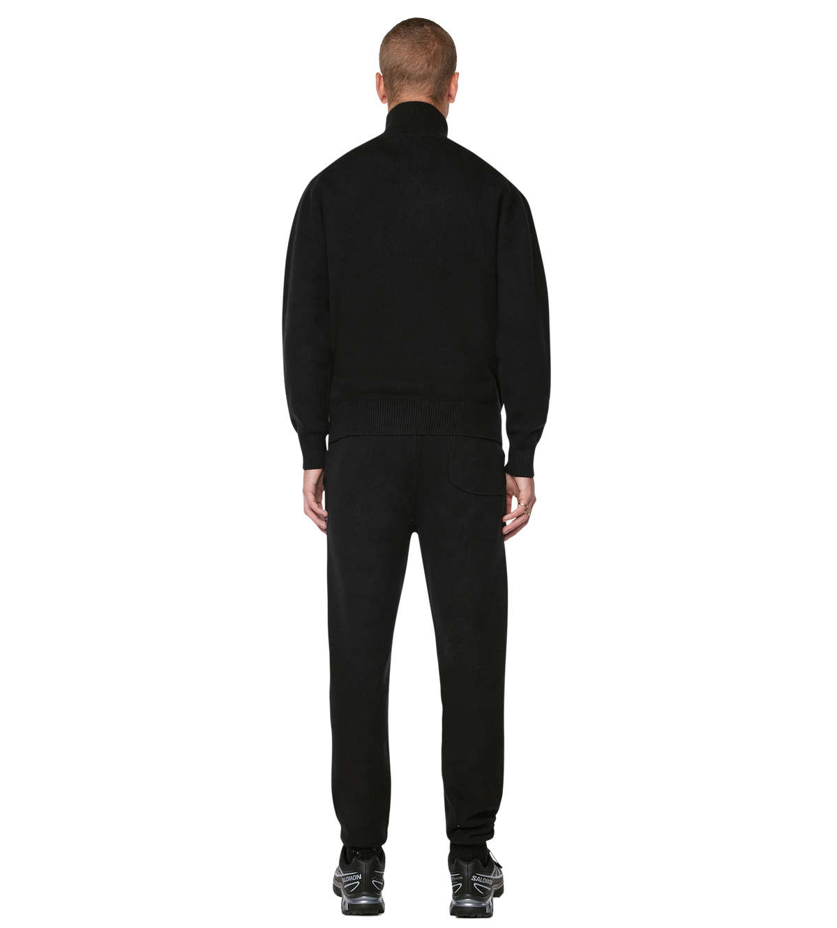 Knitted Zip Up Black/ Dark Grey