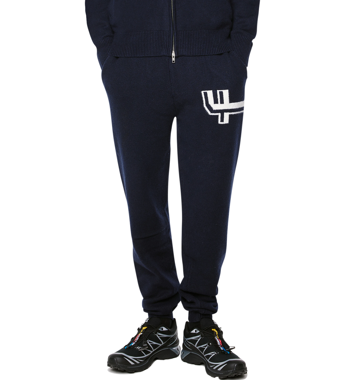 Knitted Pants Cuffed Navy/ White