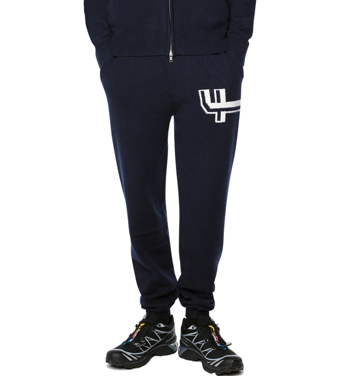 Knitted Pants Cuffed Navy/ White