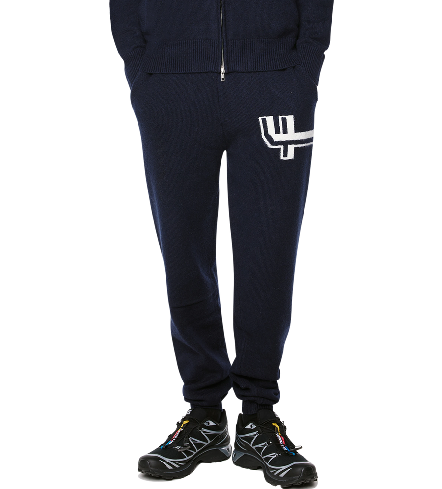 Knitted Pants Cuffed Navy/ White