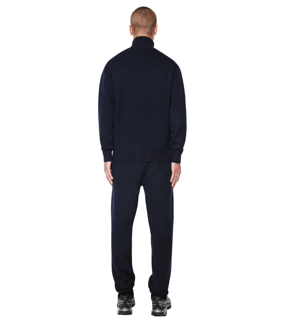 Knitted Zip Up Dark Navy/ White