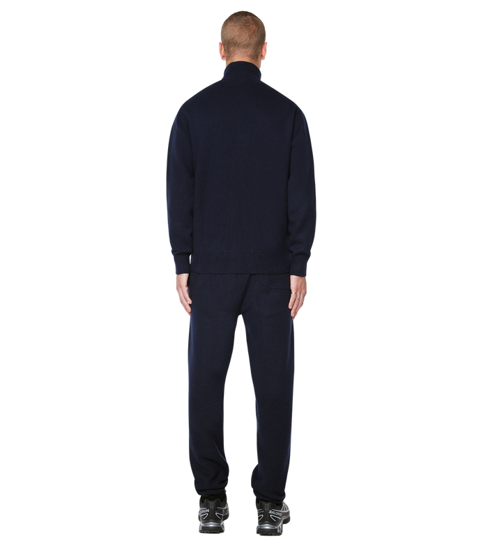 Knitted Zip Up Dark Navy/ White