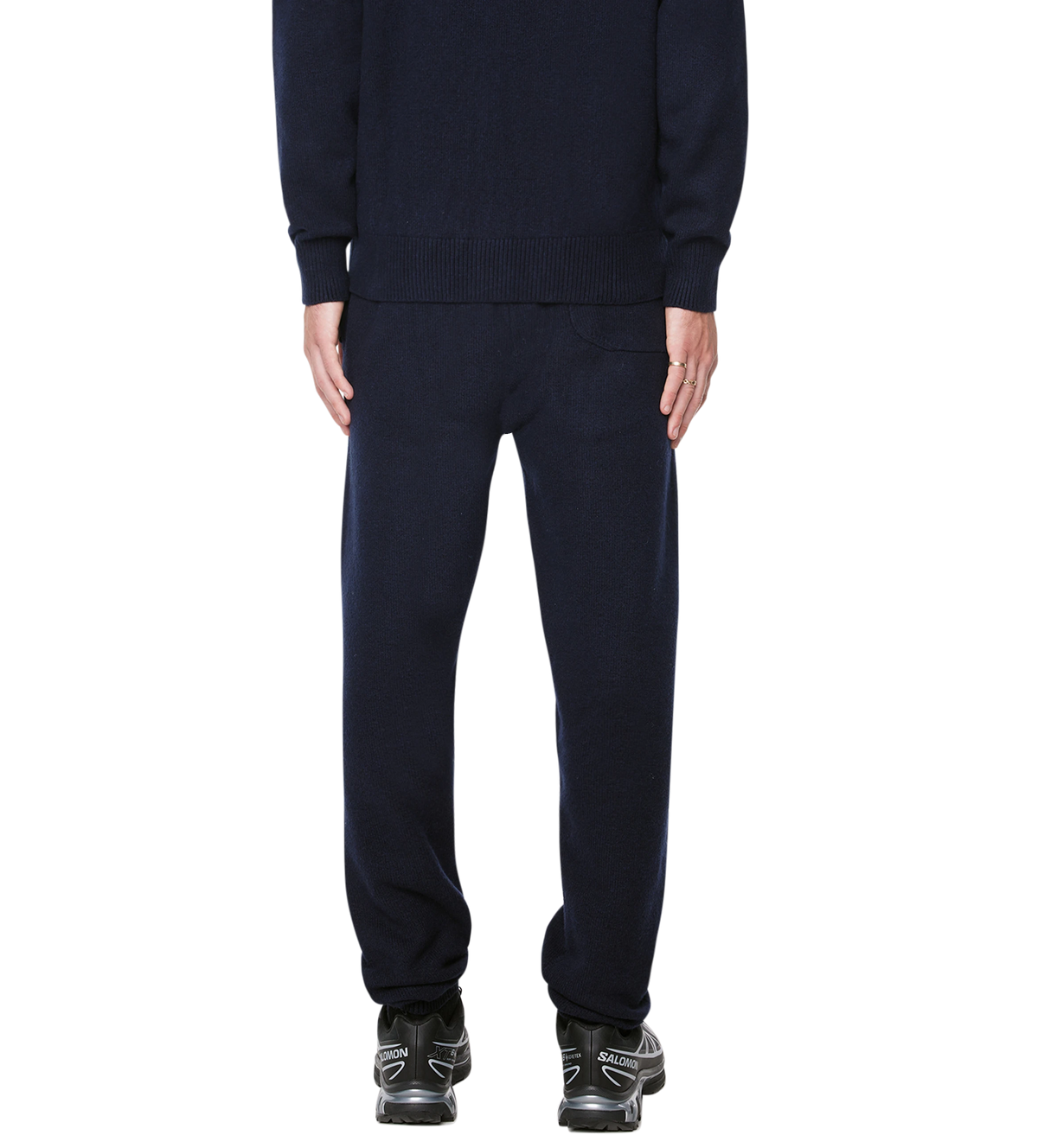 Knitted Pants Cuffed Navy/ White