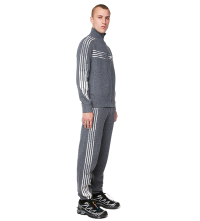 Special Knitted Zip Up Dark Grey/ White