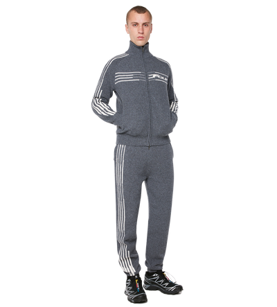 Special Knitted Zip Up Dark Grey/ White