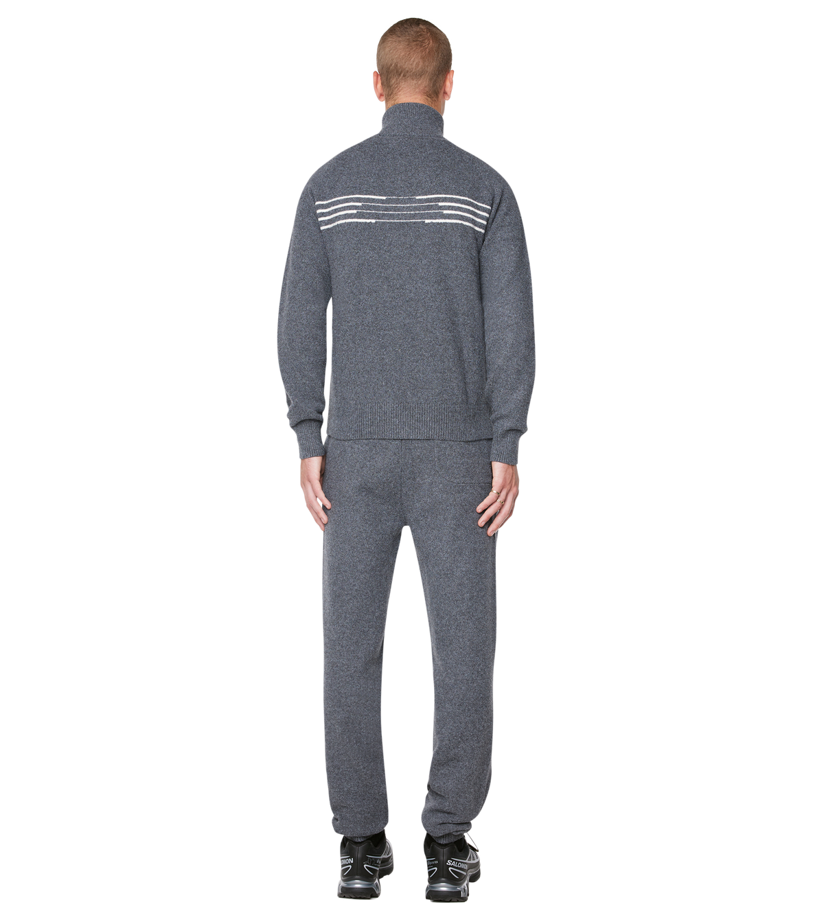 Special Knitted Zip Up Dark Grey/ White