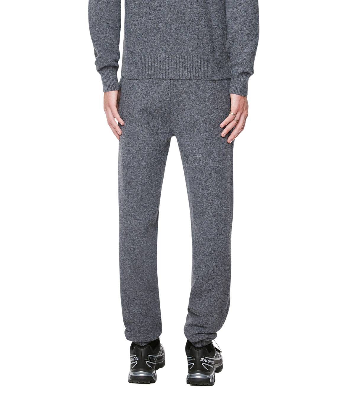 Special Knitted Pants Cuffed Grey/ White