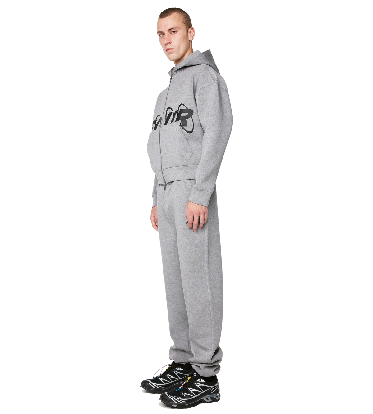 Circles Scuba Zip Up Hoodie Grijs Melange