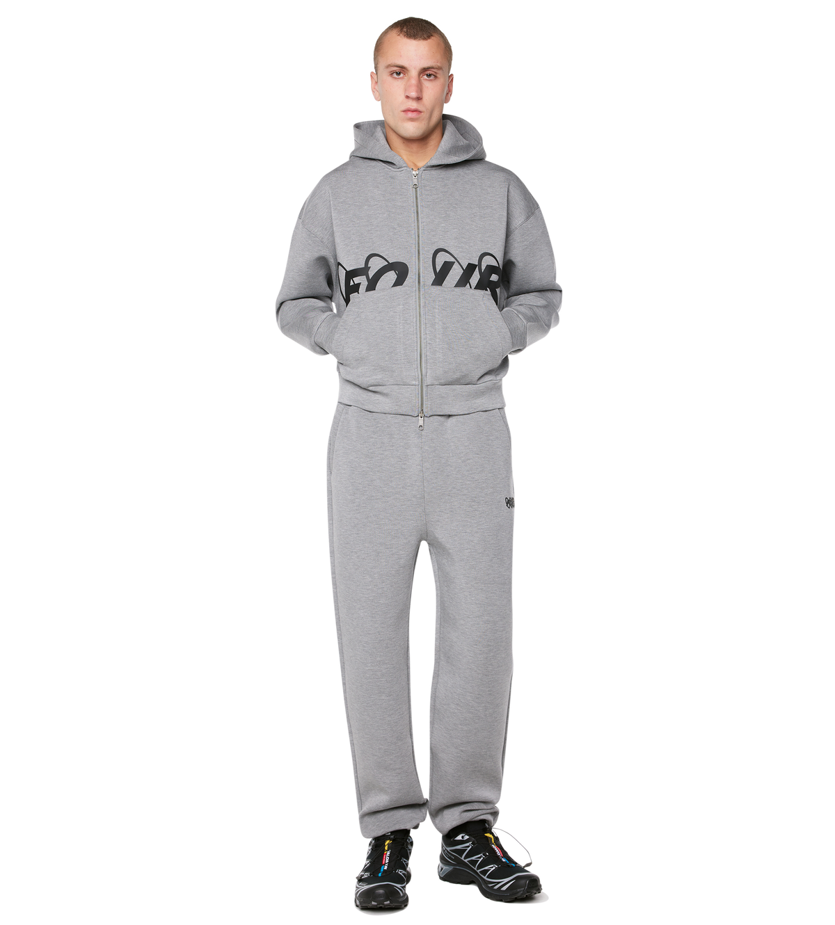 Circles Scuba Zip Up Hoodie Grijs Melange