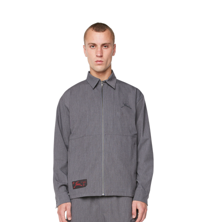 Script Shirt Jacket Dark Grey