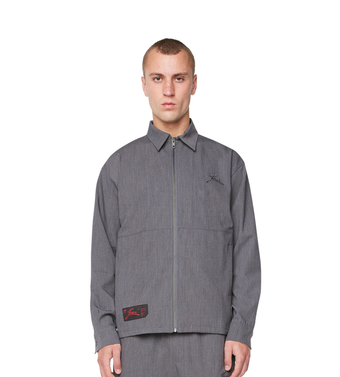 Script Shirt Jacket Dark Grey