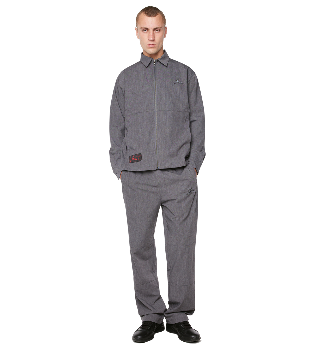 Script Shirt Jacket Dark Grey