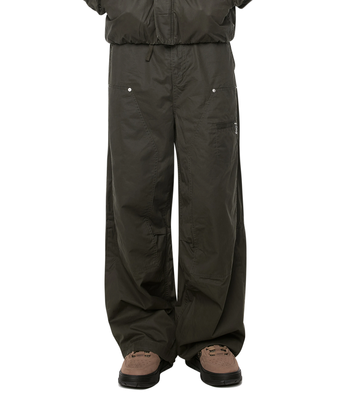Logo Double Layered Pants Green