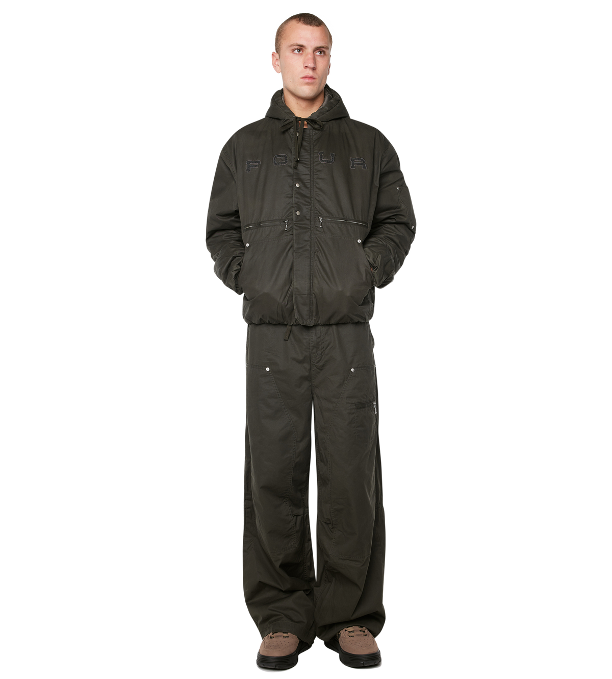 Logo Double Layered Pants Green