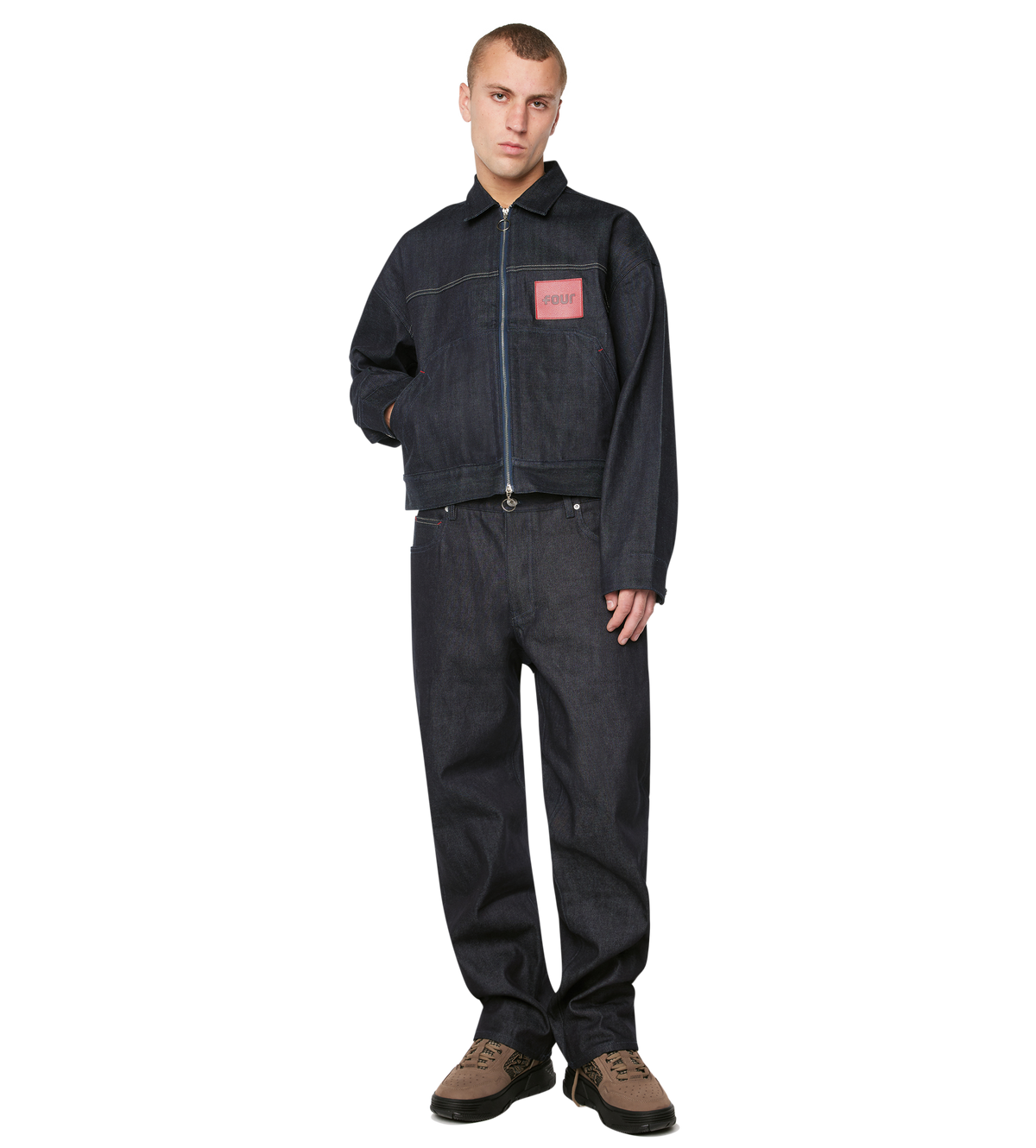 Logo Regular Raw Denim Jeans