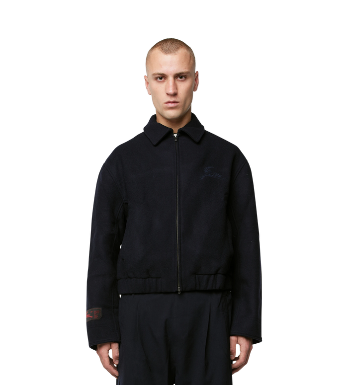 Script Logo Wool Jacket Navy