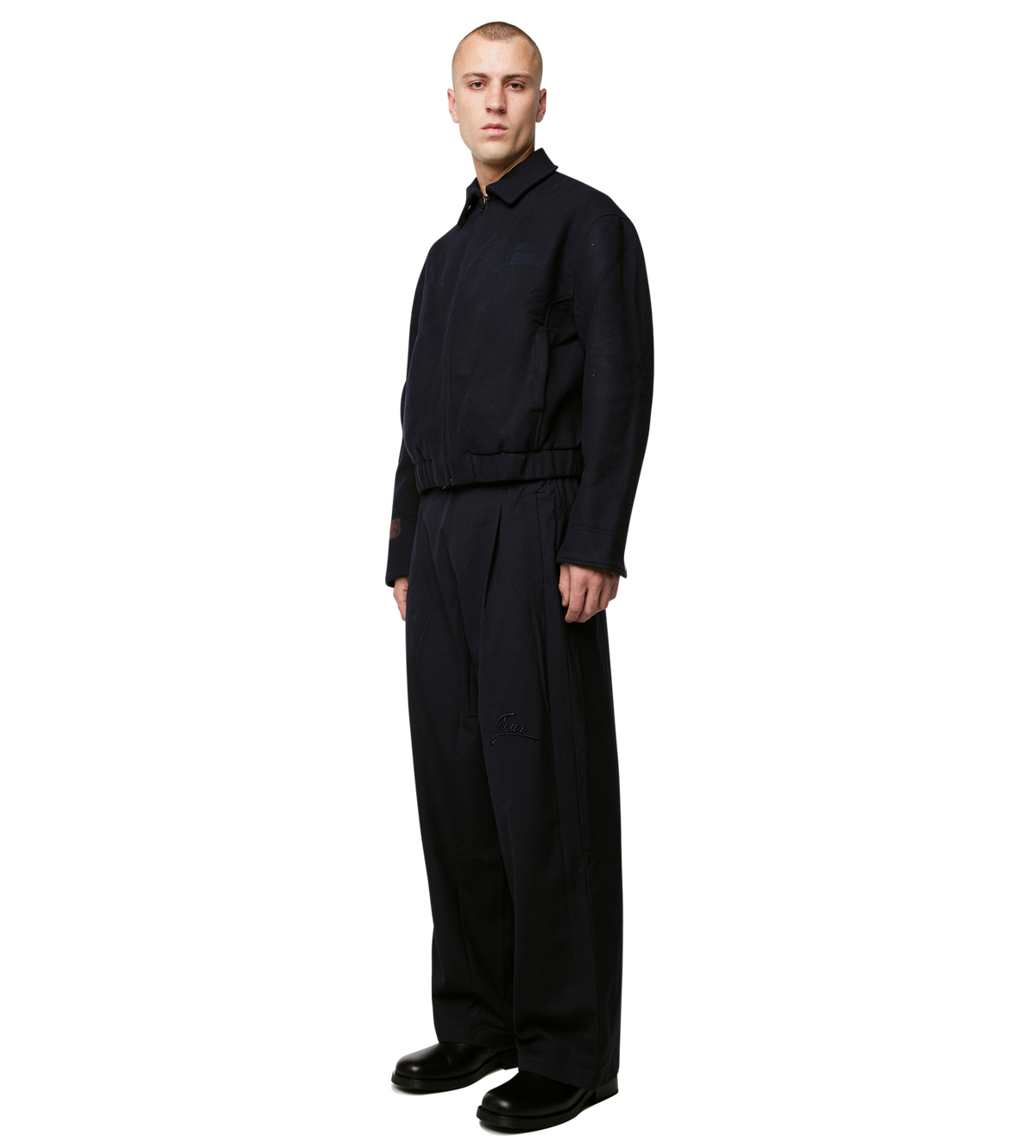 Script Logo Wool Jacket Navy