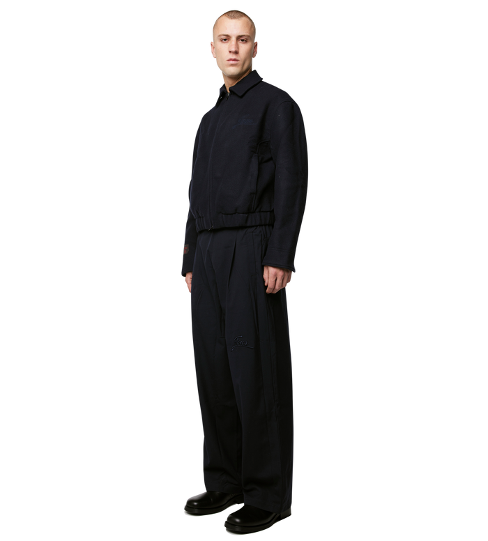 Script Logo Wool Jacket Navy