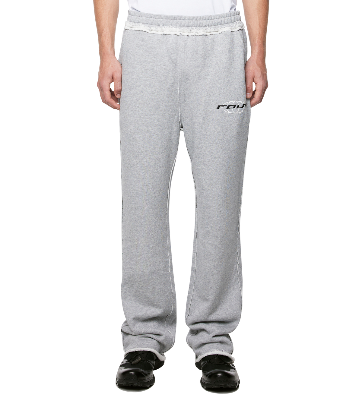 Logo Raw Edge Oversized Sweatpants Grijs Melange