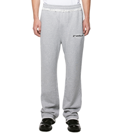 Logo Raw Edge Oversized Sweatpants Grijs Melange