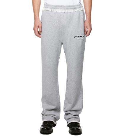 Logo Raw Edge Oversized Sweatpants Grey Melange