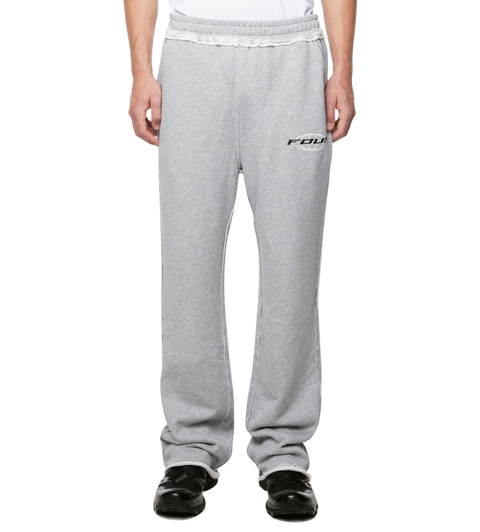 Logo Raw Edge Oversized Sweatpants Grey Melange