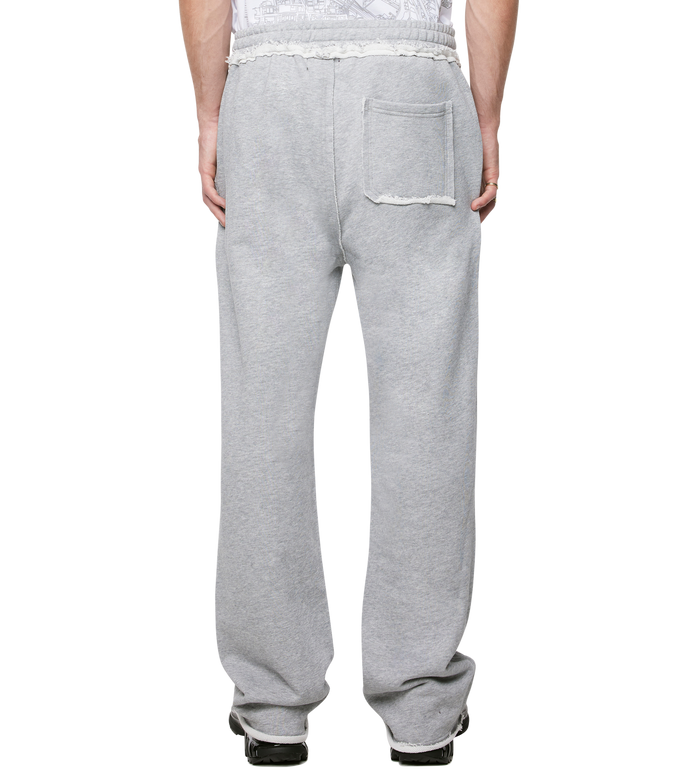 Logo Raw Edge Oversized Sweatpants Grey Melange