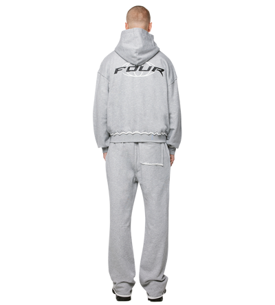 Logo Raw Edge Zip Up Hoodie Grijs Melange