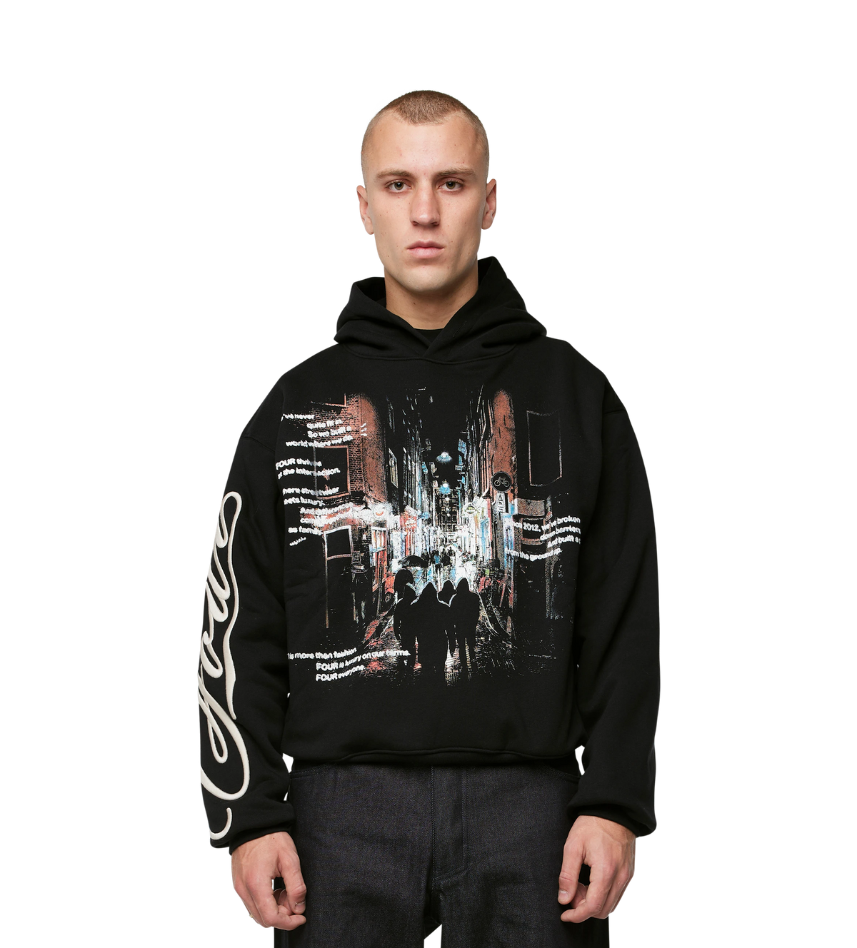 Amsterdam Souvenir Double Layered Hoodie Black
