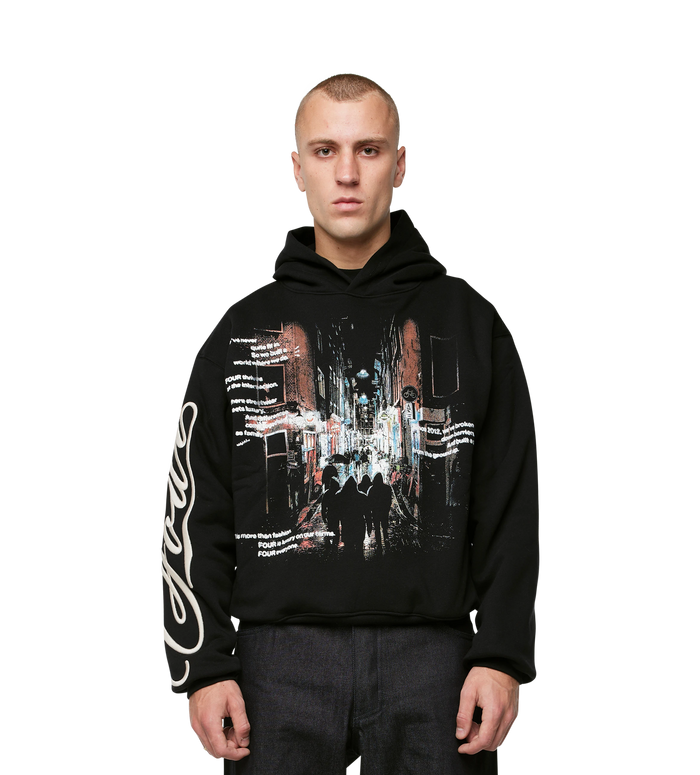 Amsterdam Souvenir Double Layered Hoodie Black